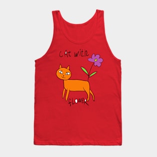 Cat with flower Tank Top